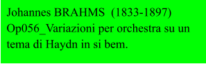 Johannes BRAHMS  (1833-1897) Op056_Variazioni per orchestra su un tema di Haydn in si bem.