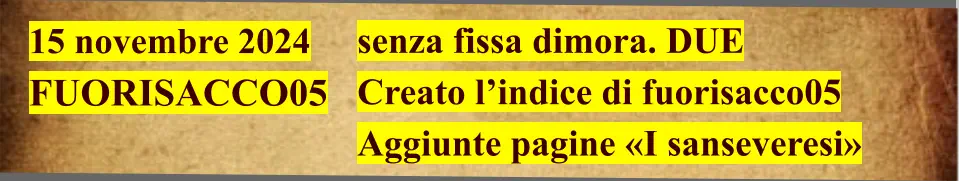 15 novembre 2024  FUORISACCO05                                   senza fissa dimora. DUE Creato l’indice di fuorisacco05 Aggiunte pagine «I sanseveresi»