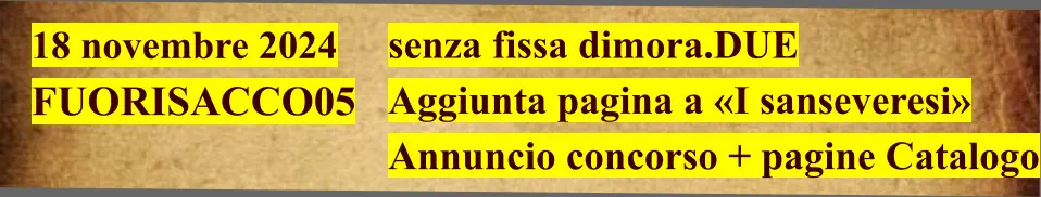 18 novembre 2024  FUORISACCO05                                   senza fissa dimora.DUE Aggiunta pagina a «I sanseveresi» Annuncio concorso + pagine Catalogo