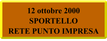 12 ottobre 2000 SPORTELLO  RETE PUNTO IMPRESA