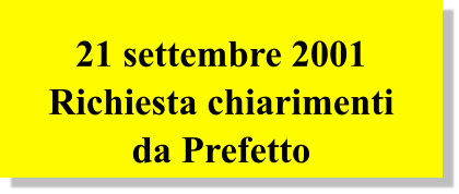 21 settembre 2001 Richiesta chiarimenti da Prefetto