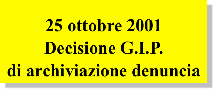 25 ottobre 2001 Decisione G.I.P. di archiviazione denuncia